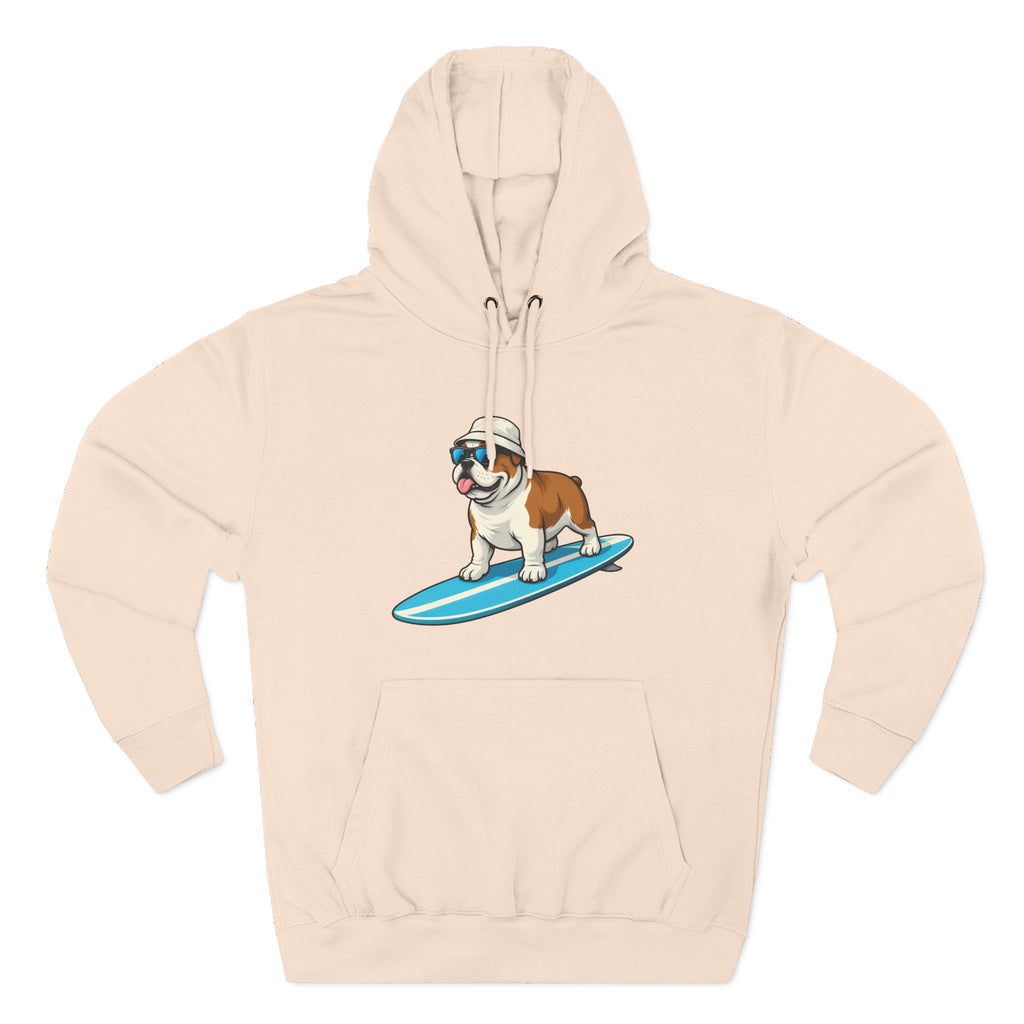 Unisex Fleece Hoodie - Surfing Bulldog