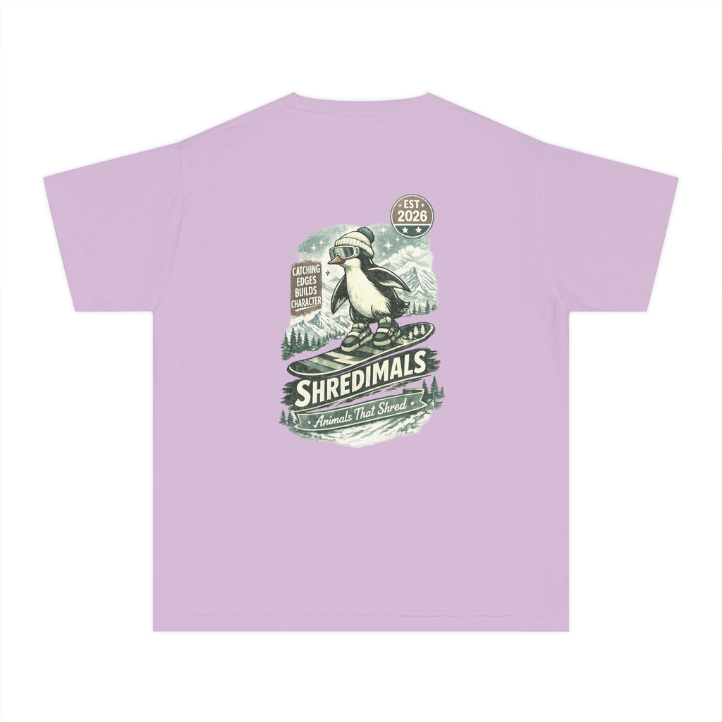 Youth Unisex Graphic Tee - Snowboarding Penguin