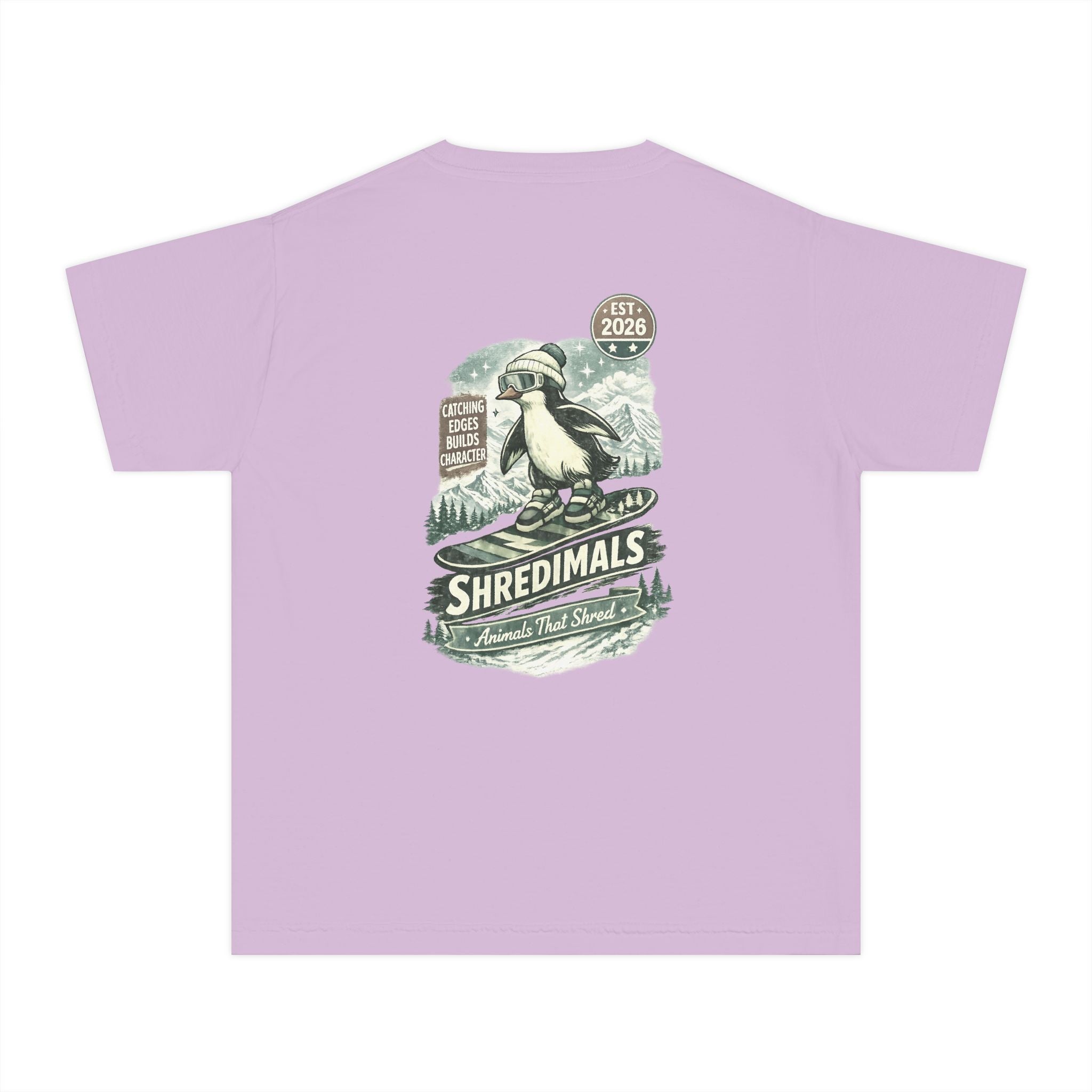 Youth Unisex Graphic Tee - Snowboarding Penguin