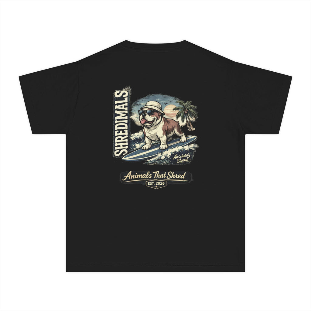 Youth Unisex Graphic Tee - Surfing Bulldog