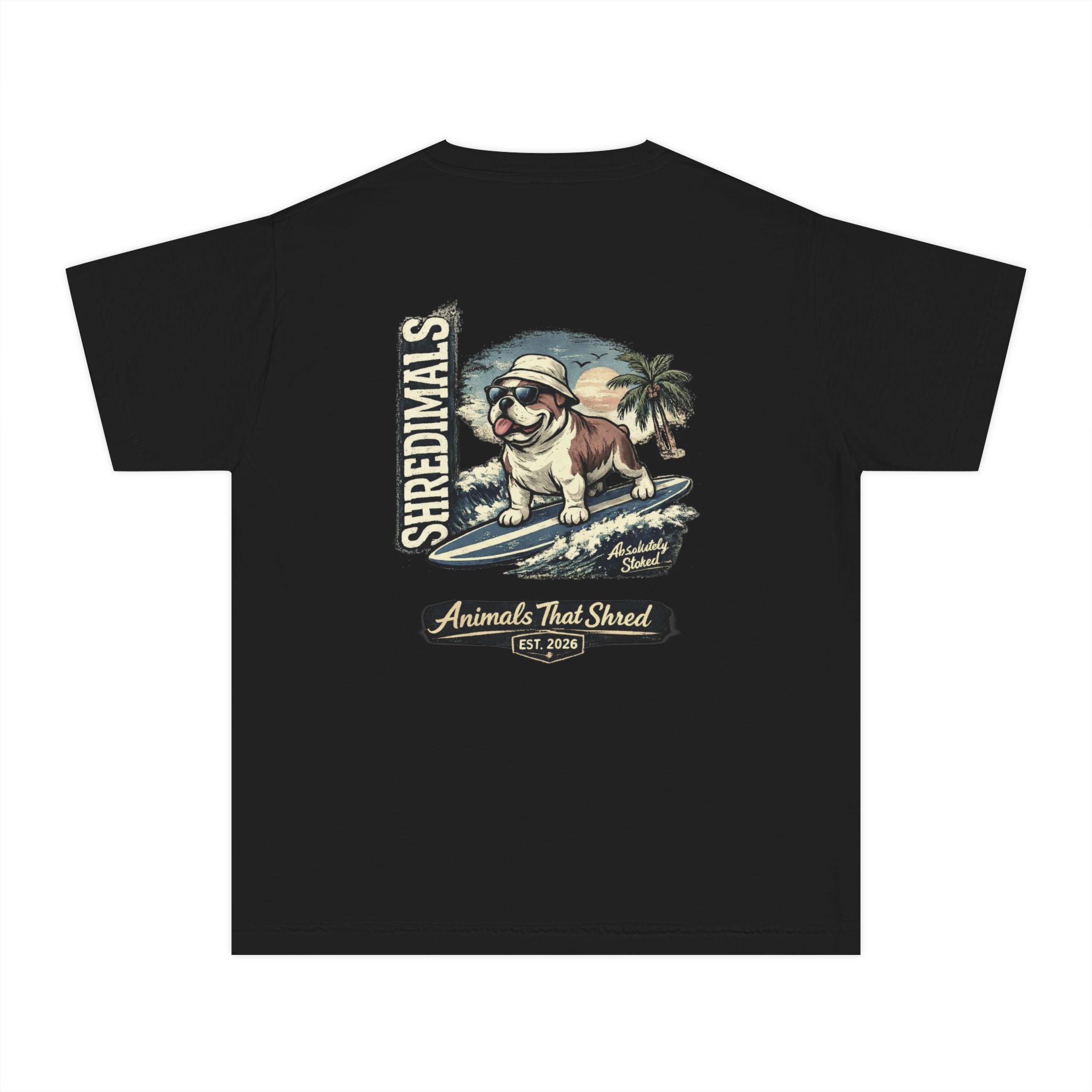 Youth Unisex Graphic Tee - Surfing Bulldog