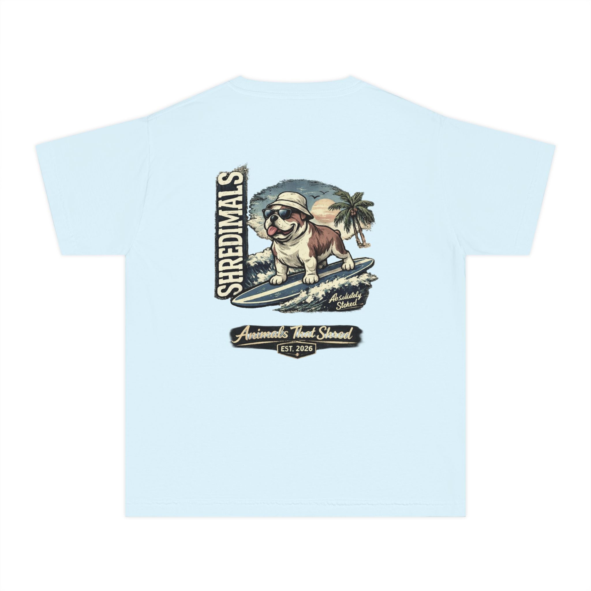 Youth Unisex Graphic Tee - Surfing Bulldog