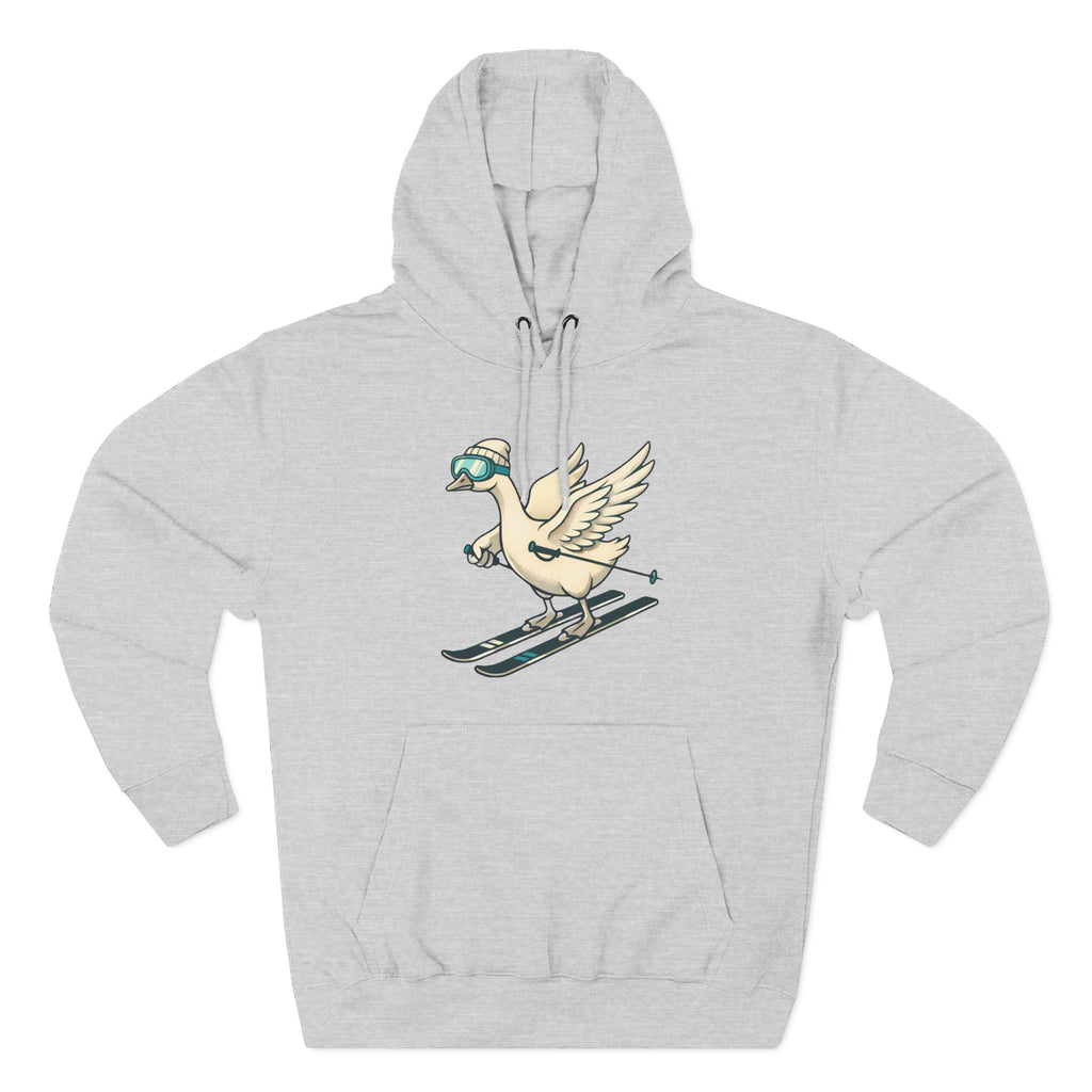 Unisex Fleece Hoodie - Skiing Goose