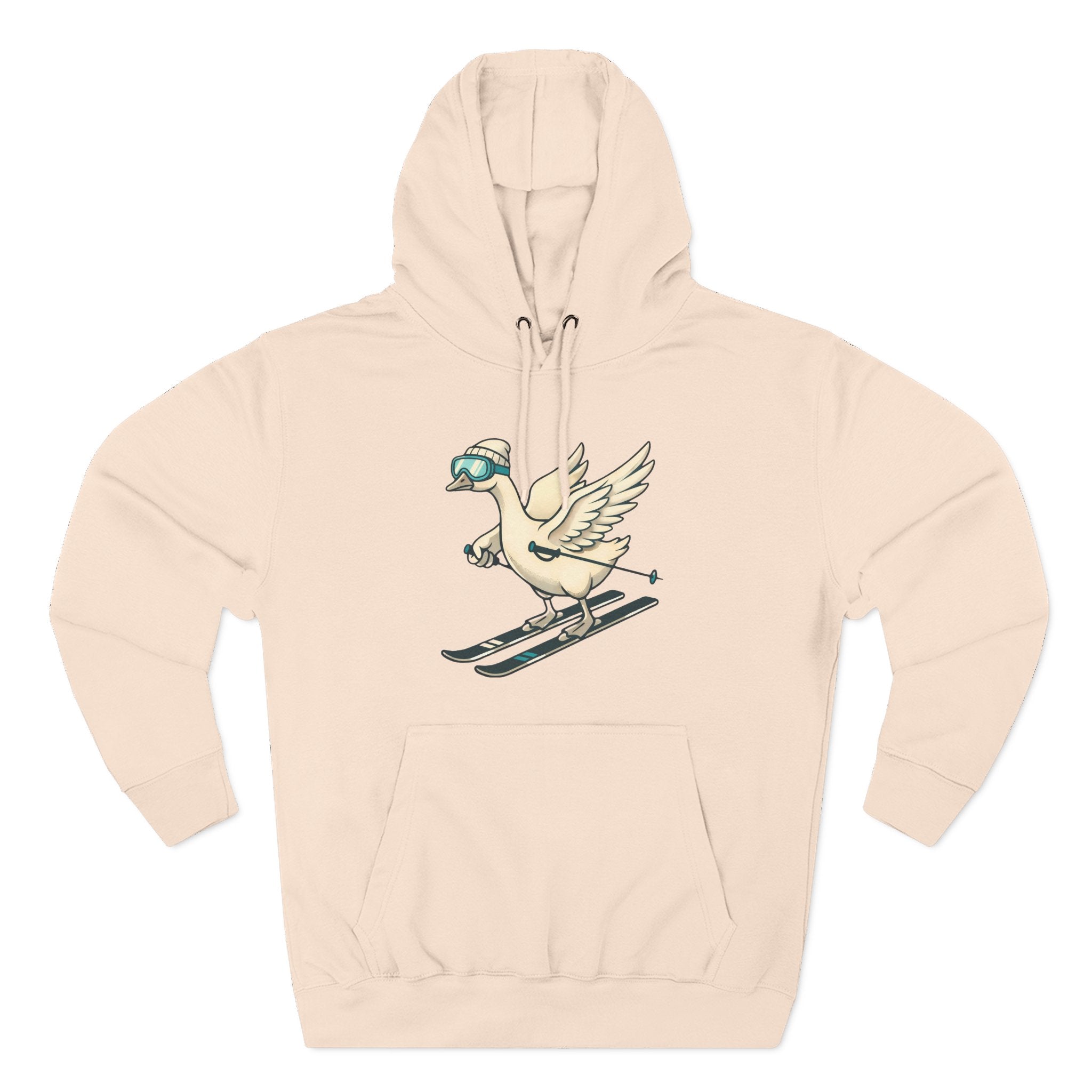 Unisex Fleece Hoodie - Skiing Goose