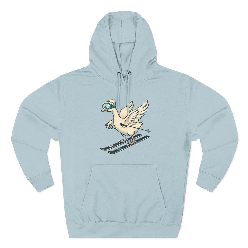 Unisex Fleece Hoodie - Skiing Goose