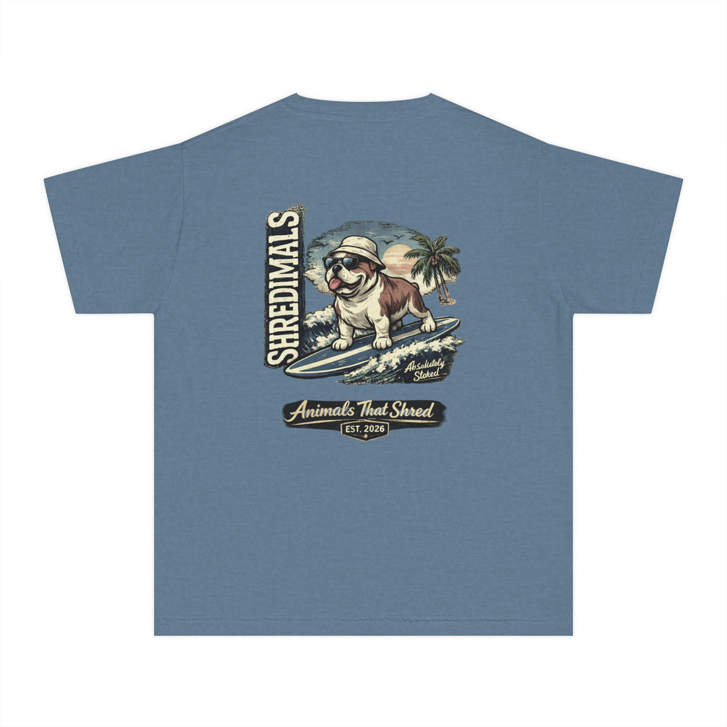 Youth Unisex Graphic Tee - Surfing Bulldog