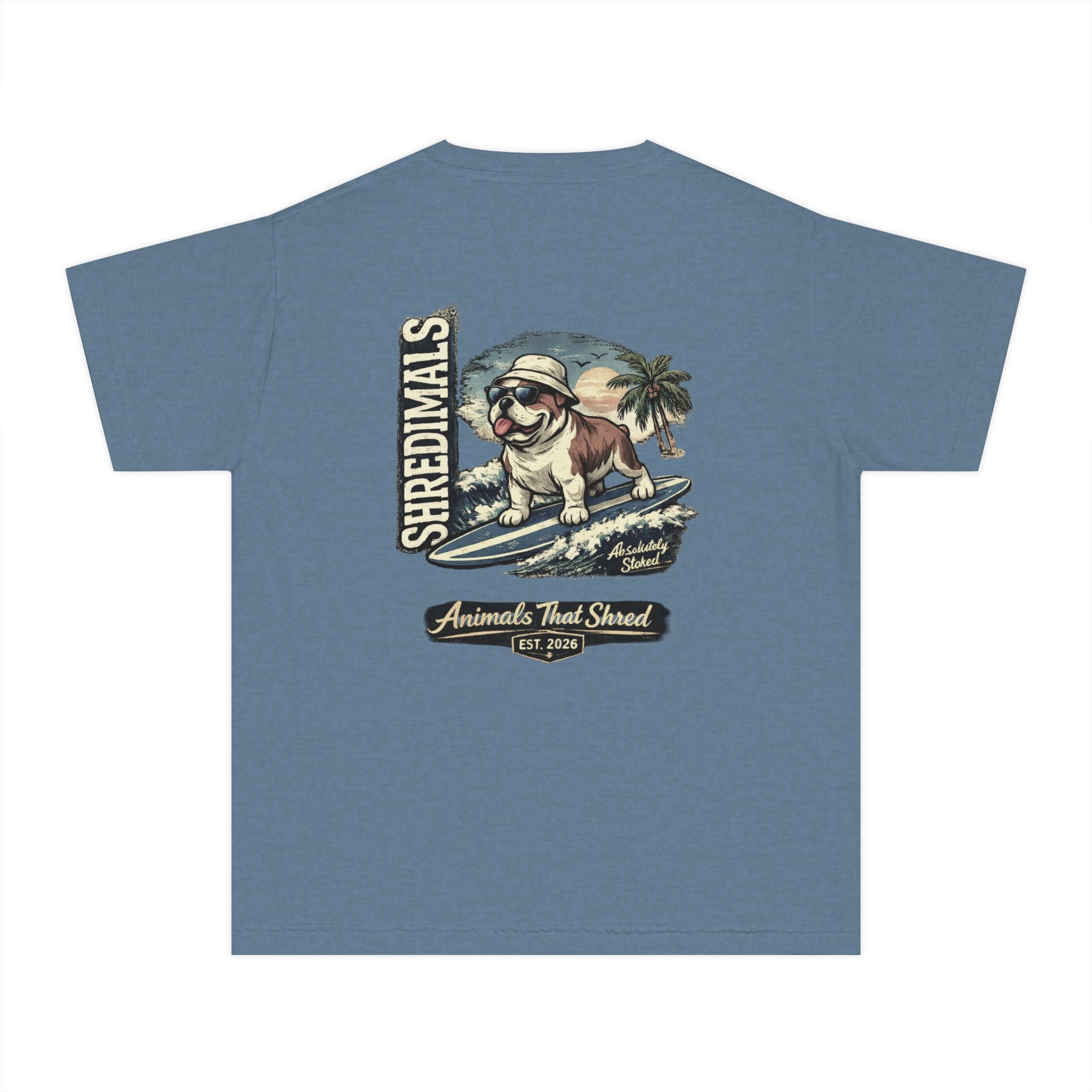 Youth Unisex Graphic Tee - Surfing Bulldog