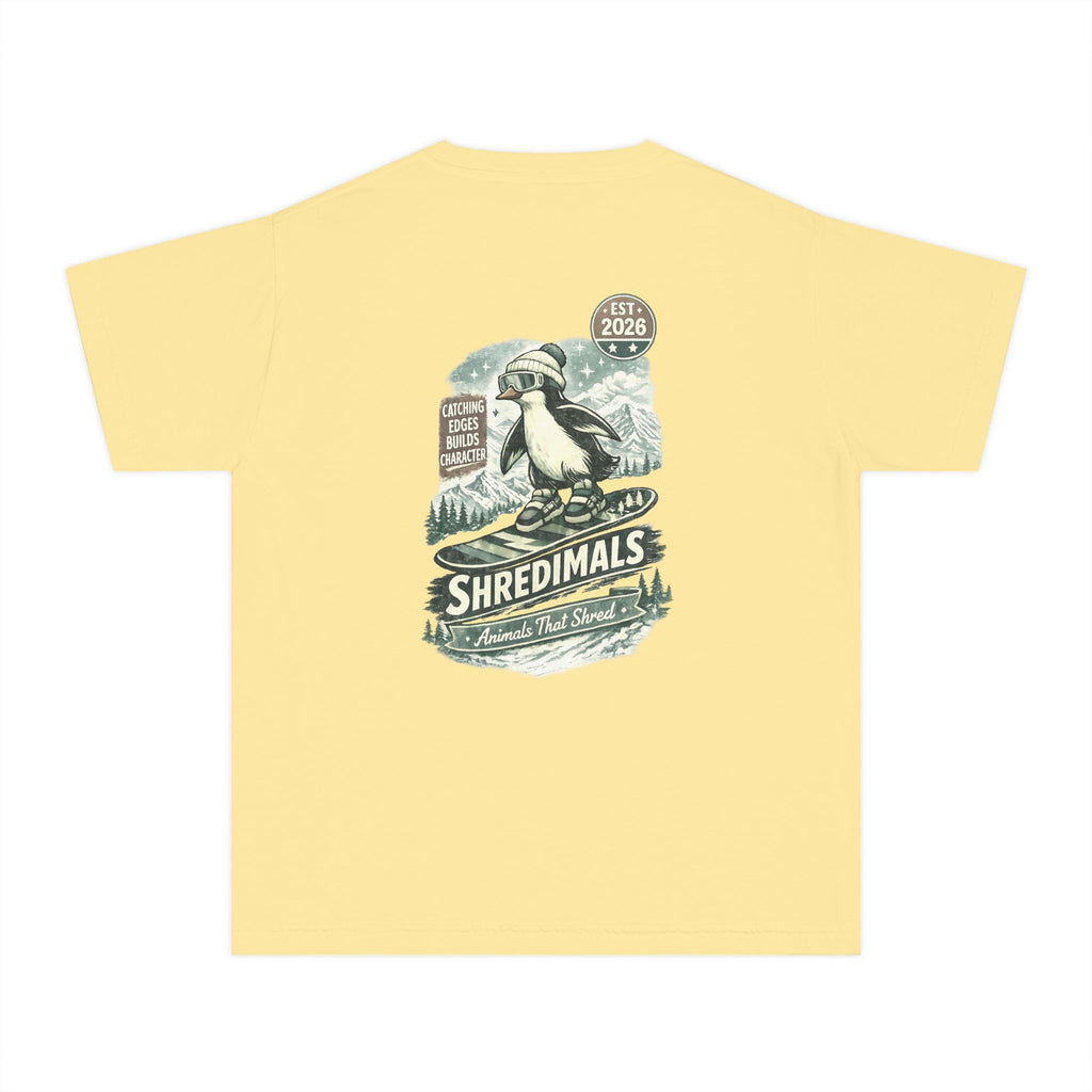 Youth Unisex Graphic Tee - Snowboarding Penguin
