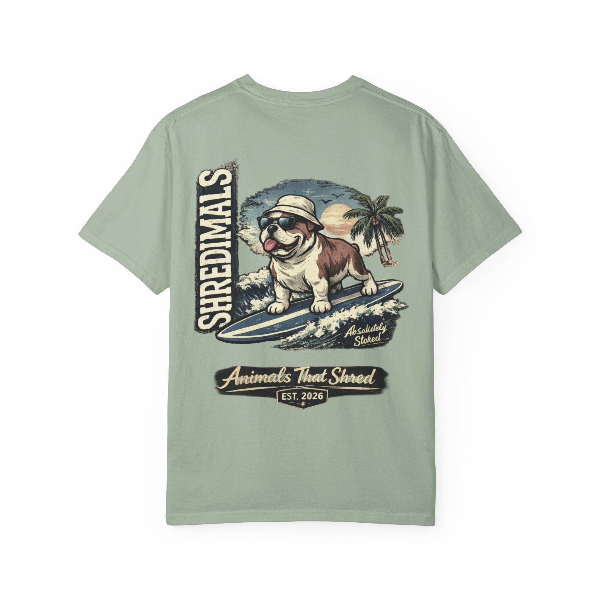 Unisex Graphic Tee - Surfing Bulldog