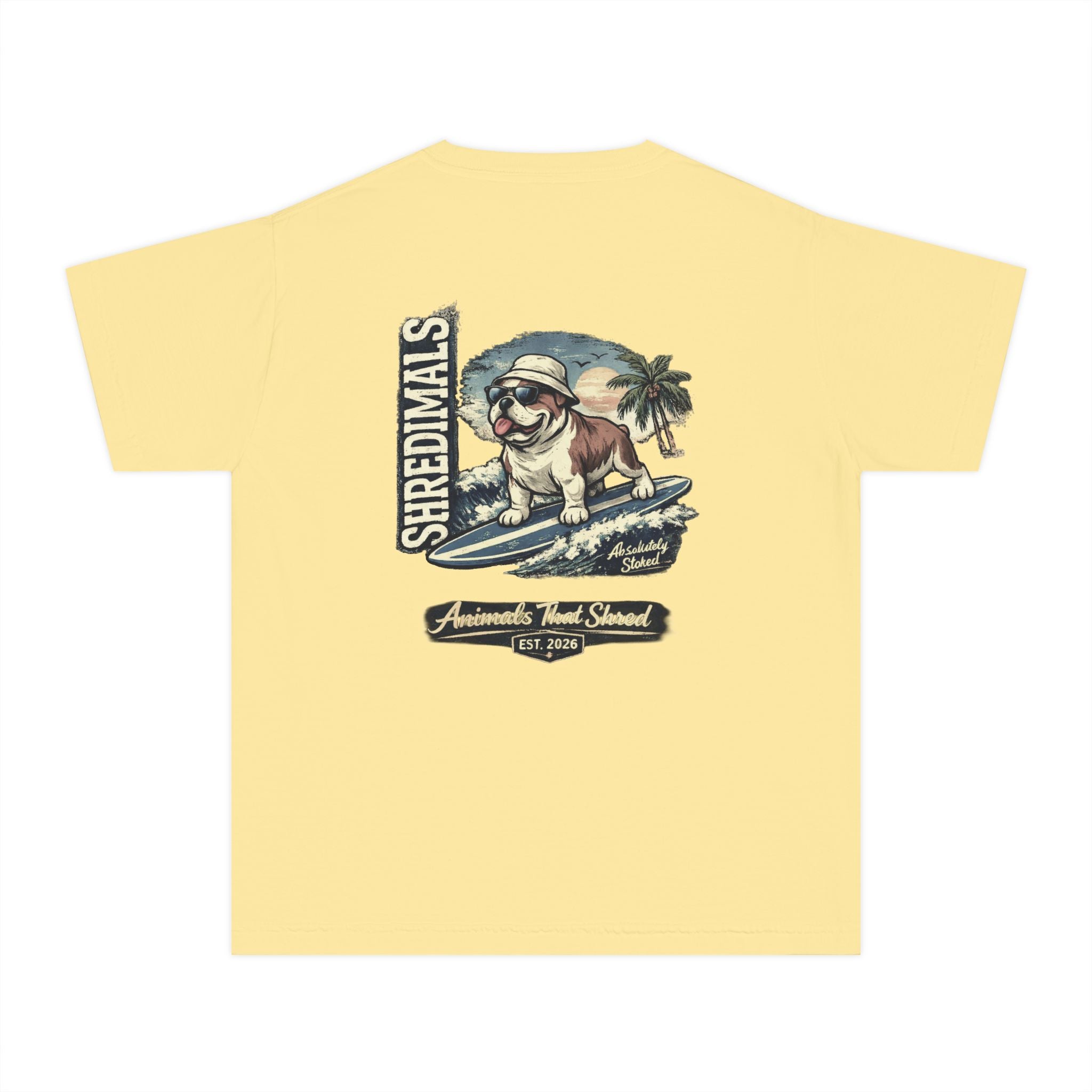 Youth Unisex Graphic Tee - Surfing Bulldog