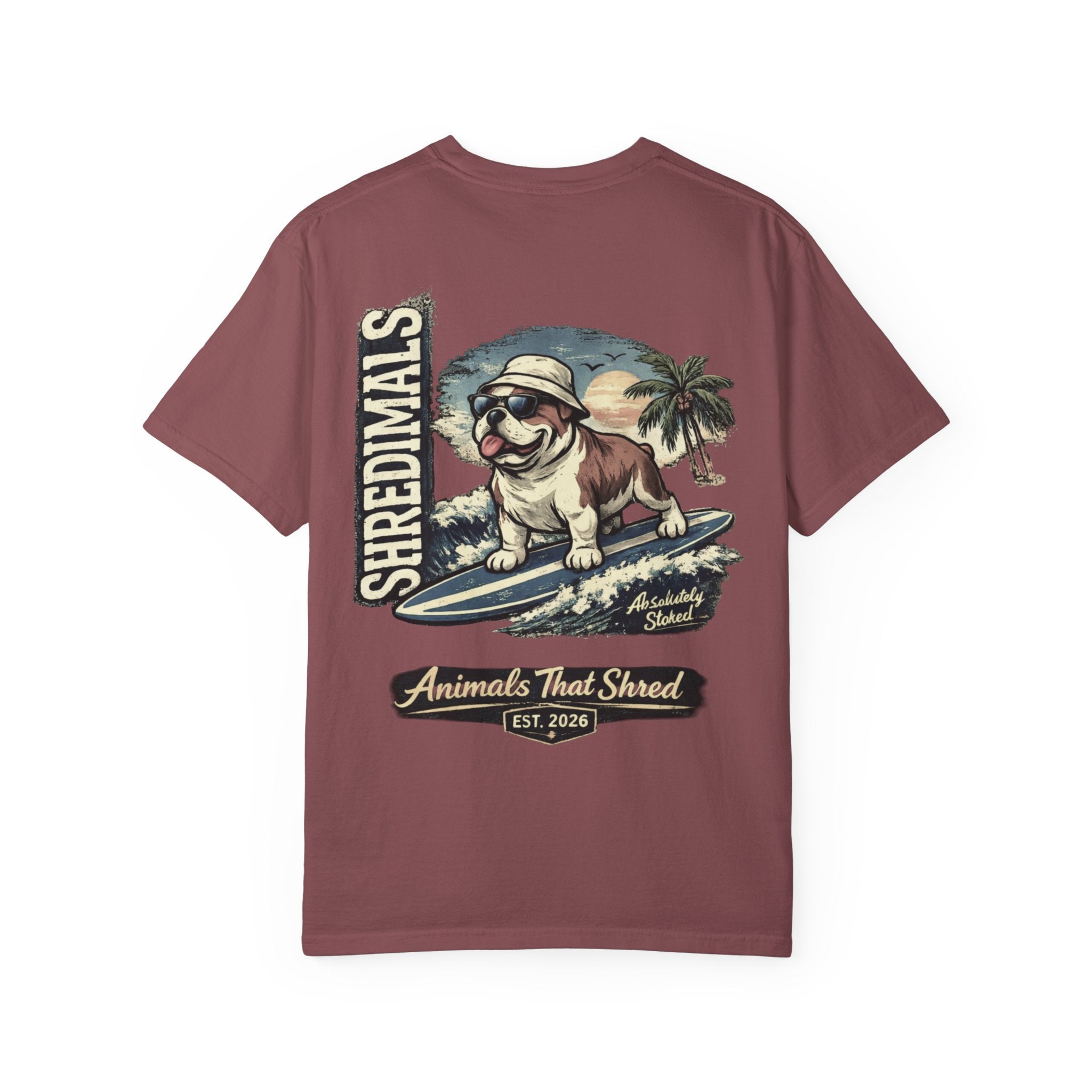 Unisex Graphic Tee - Surfing Bulldog