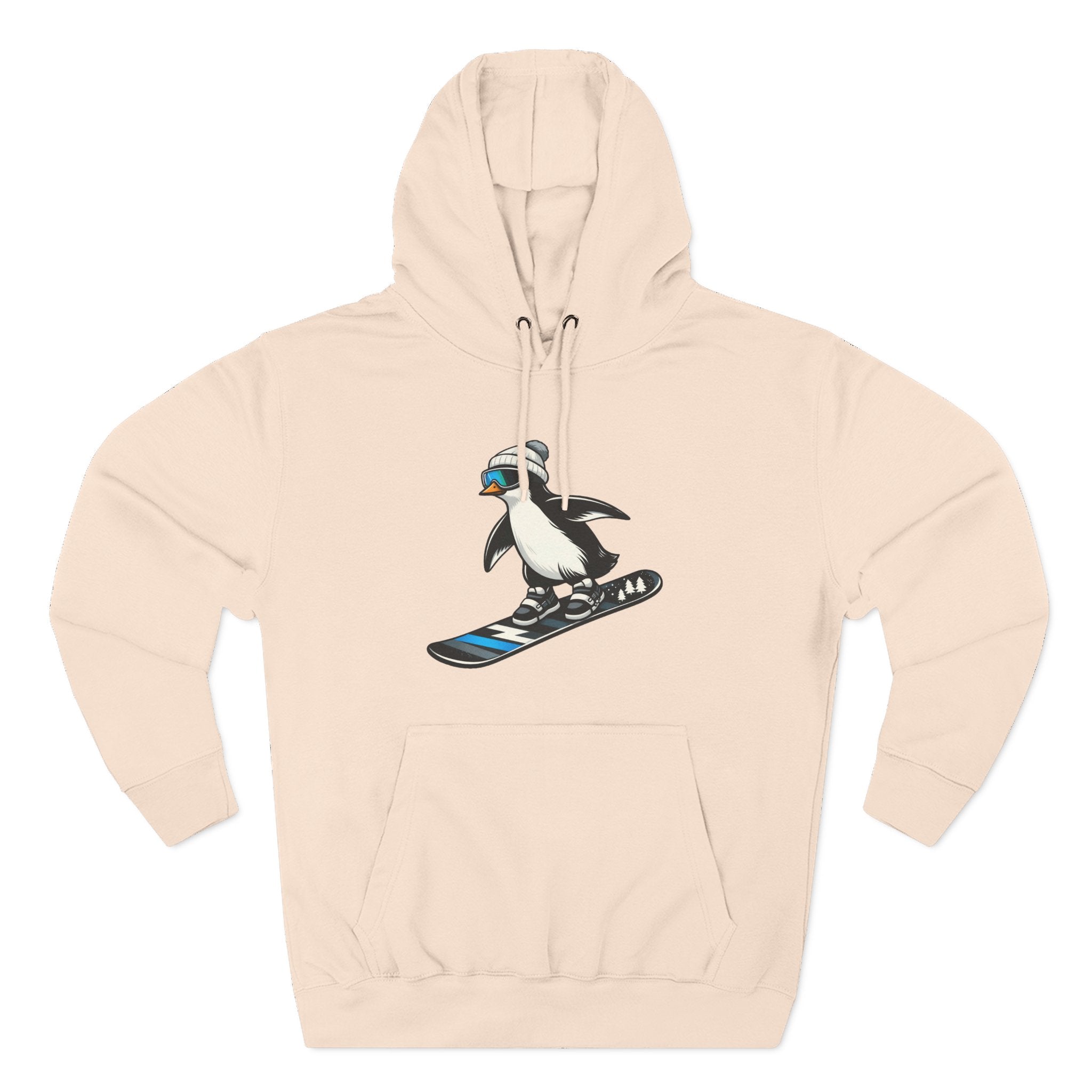 Unisex Fleece Hoodie - Snowboarding Penguin