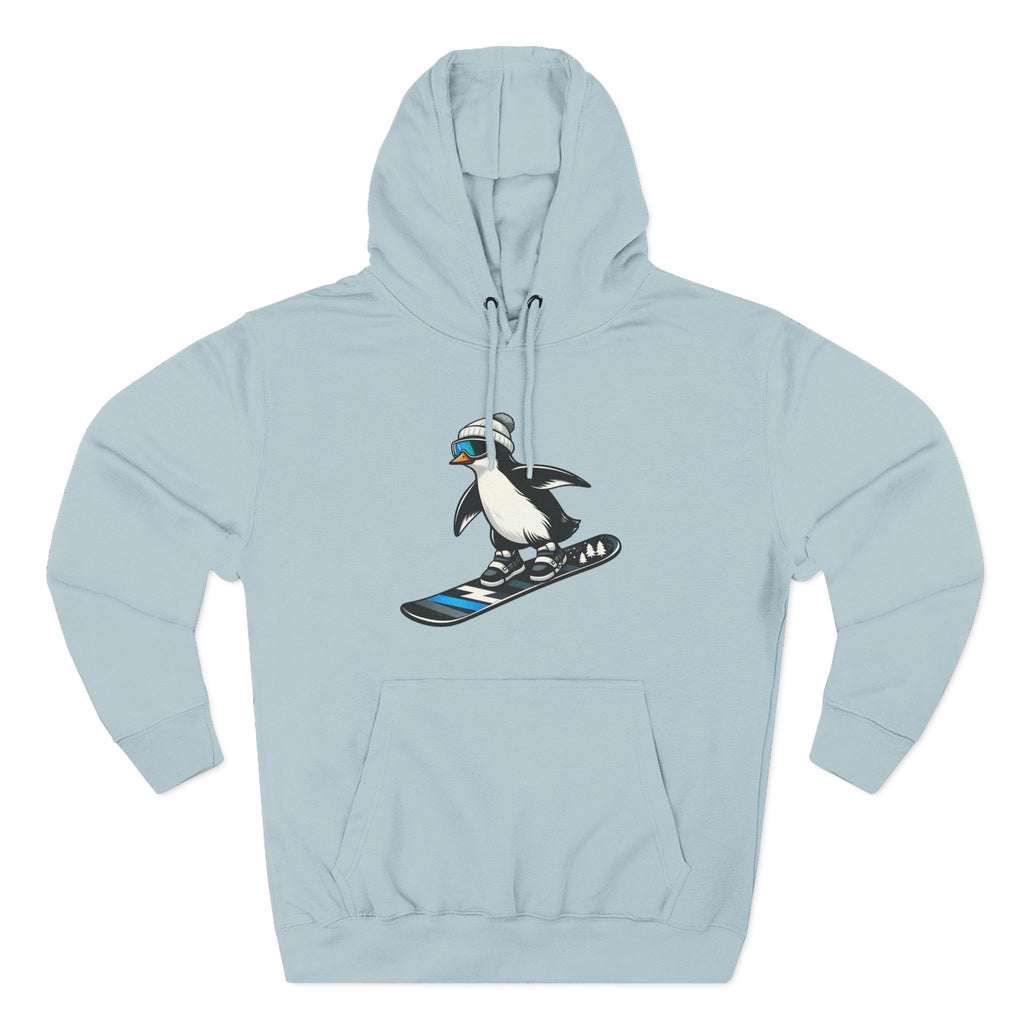 Unisex Fleece Hoodie - Snowboarding Penguin