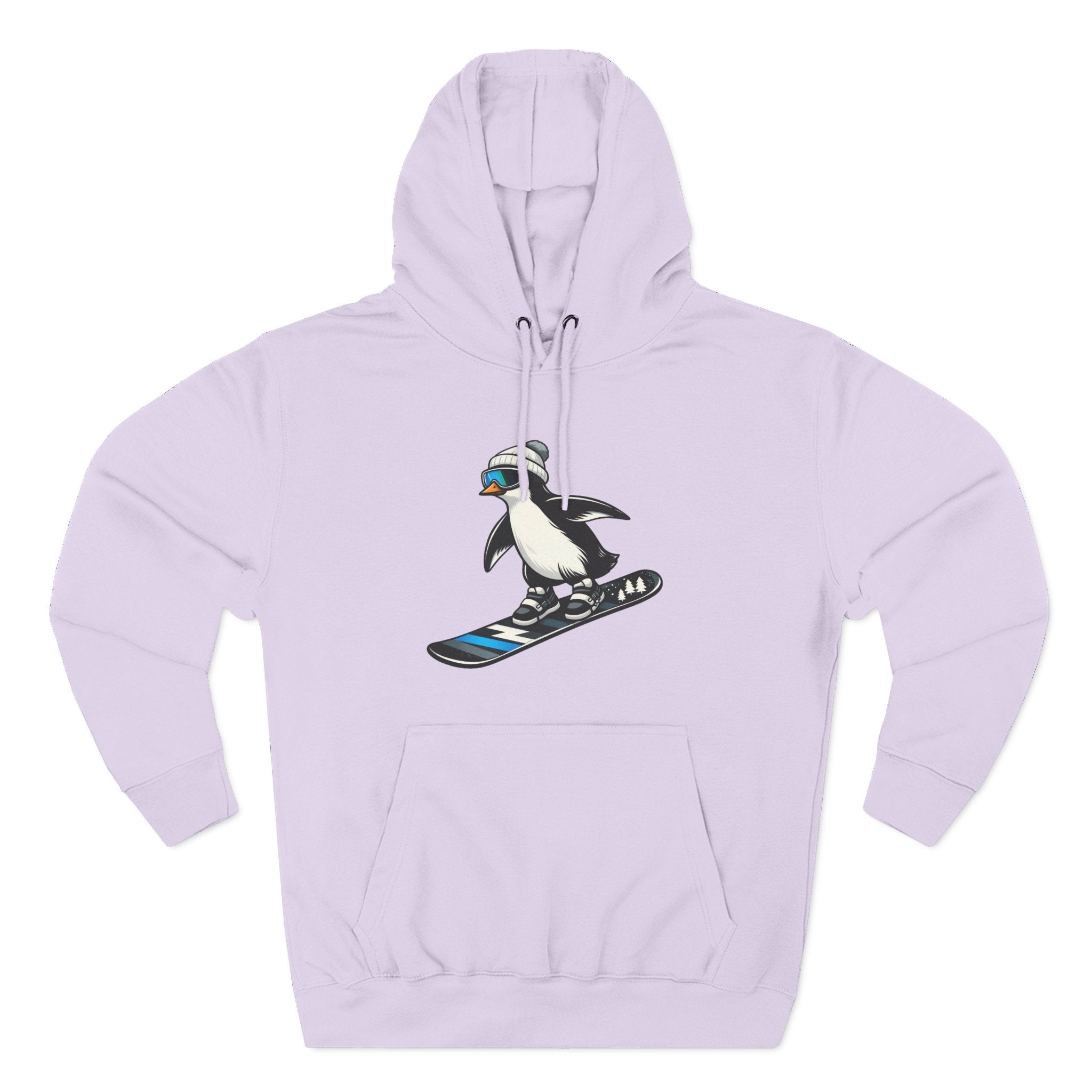 Unisex Fleece Hoodie - Snowboarding Penguin
