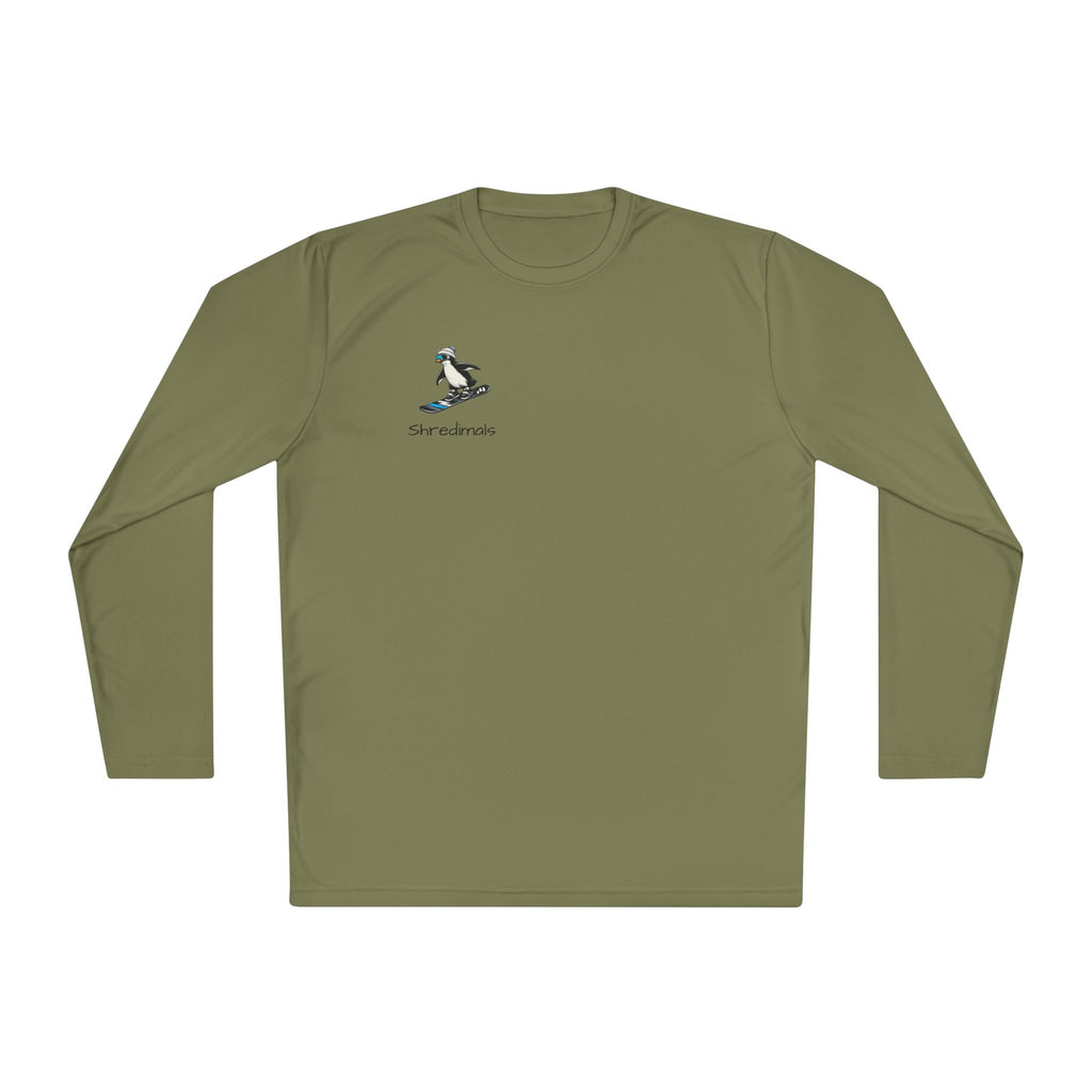 Unisex Long Sleeve Tee (Sport-Tek) - Snowboarding Penguin