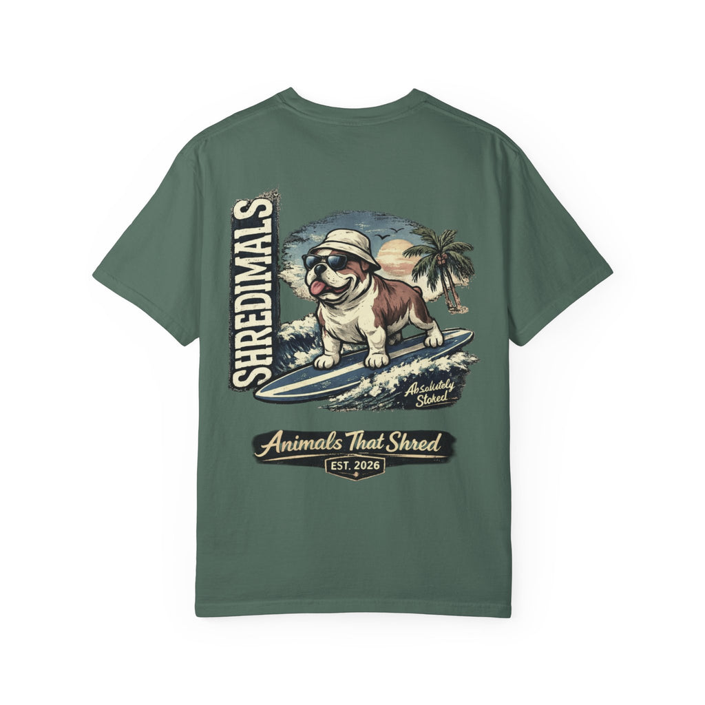 Unisex Graphic Tee - Surfing Bulldog