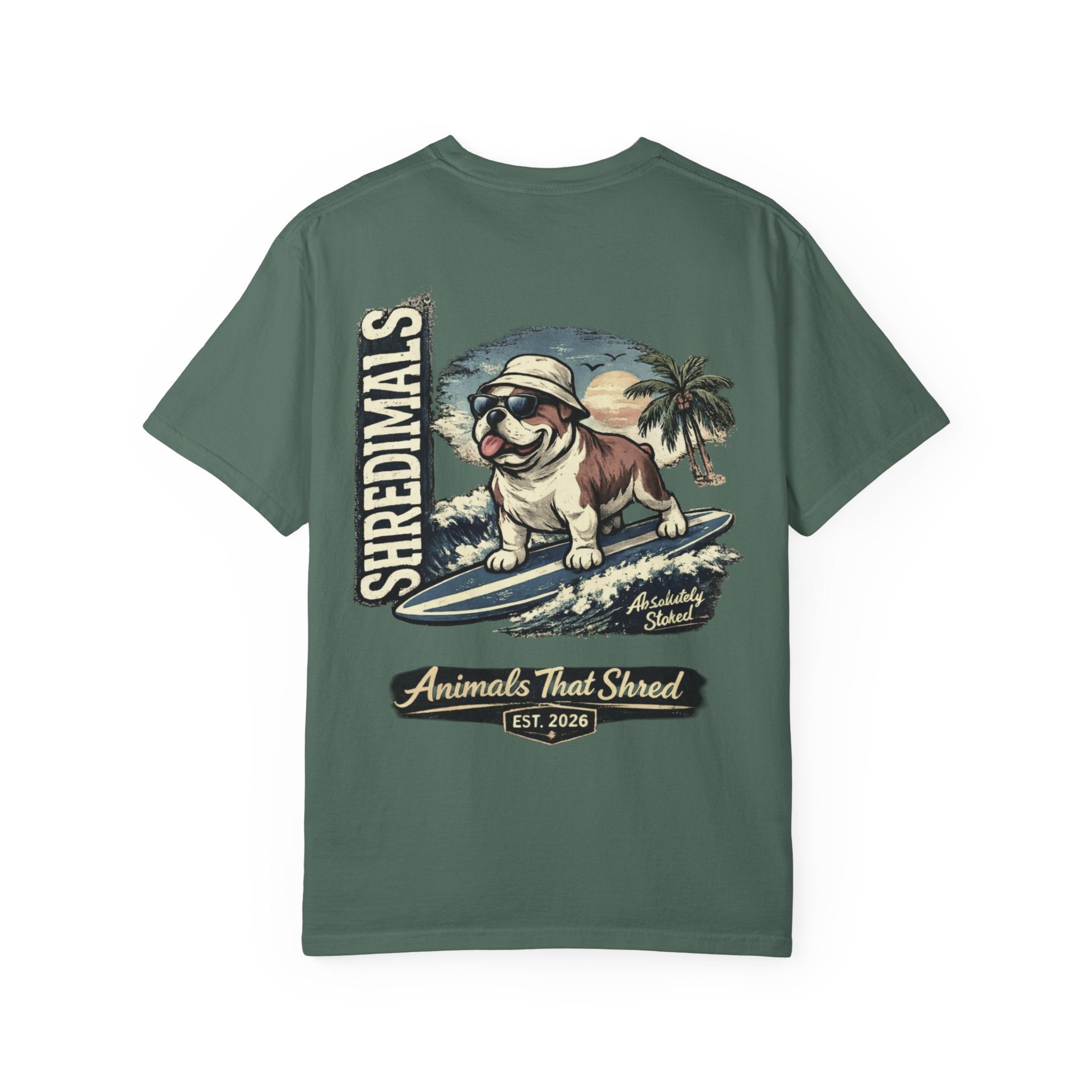 Unisex Graphic Tee - Surfing Bulldog