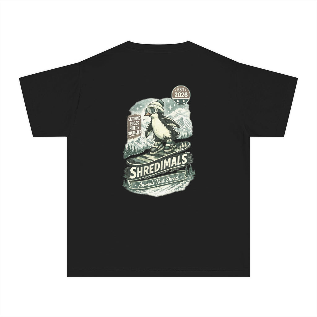 Youth Unisex Graphic Tee - Snowboarding Penguin