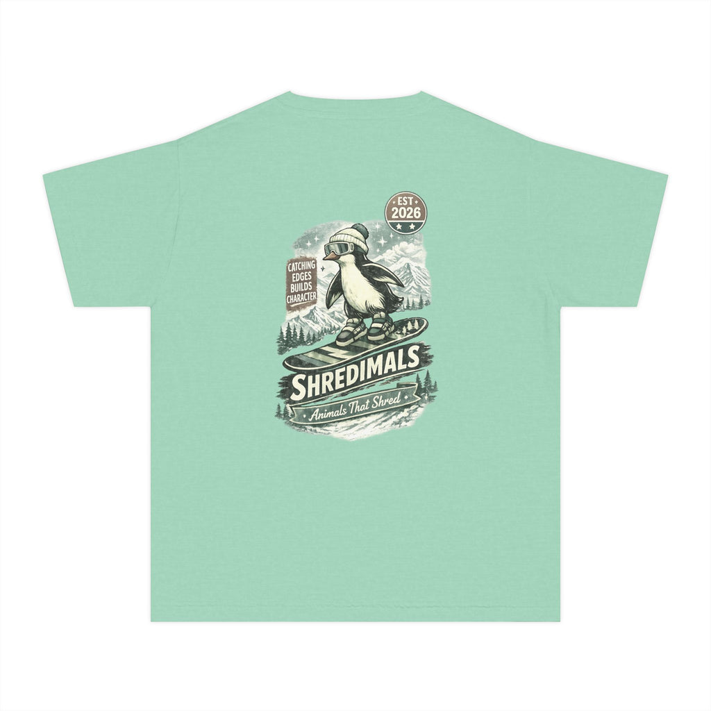 Youth Unisex Graphic Tee - Snowboarding Penguin