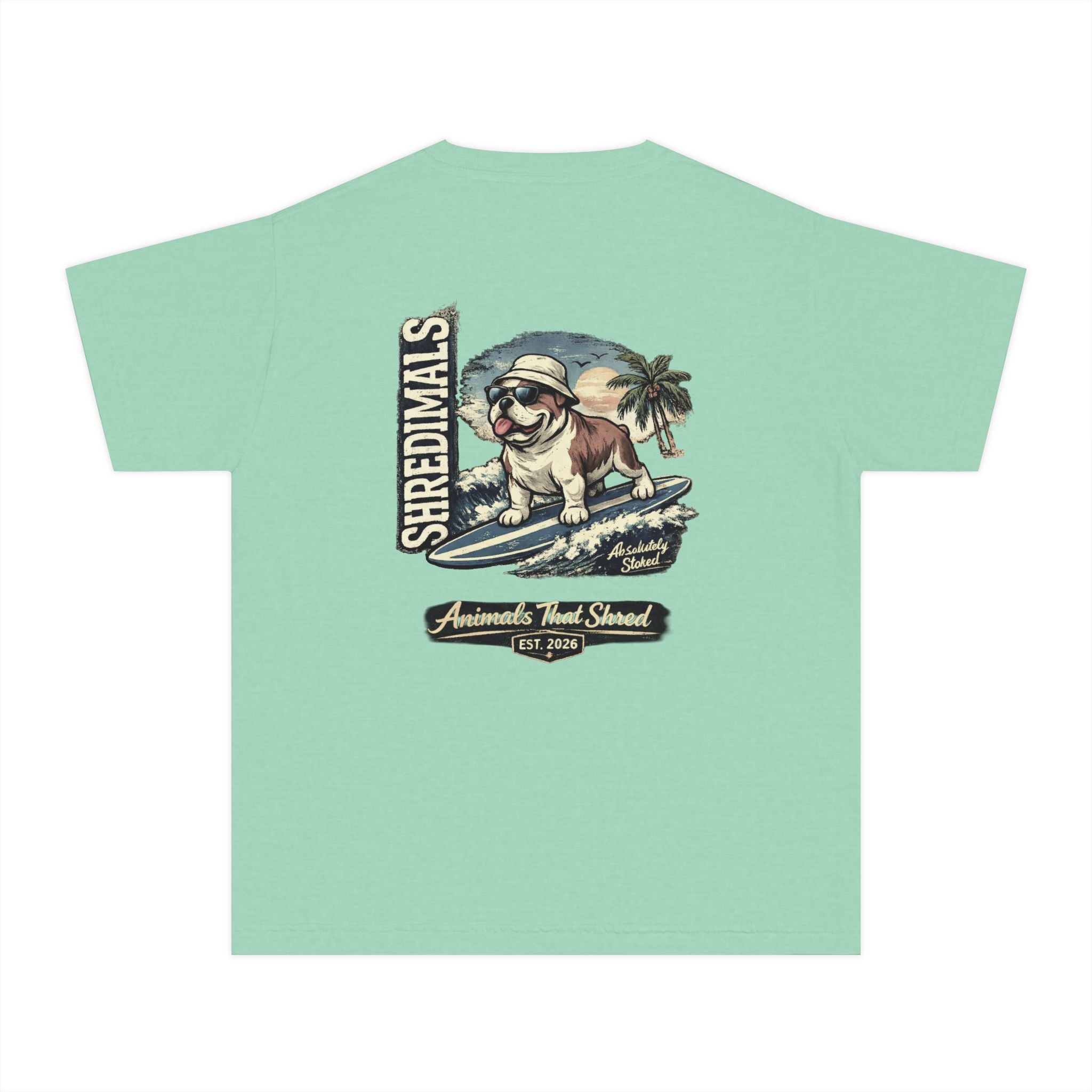 Youth Unisex Graphic Tee - Surfing Bulldog