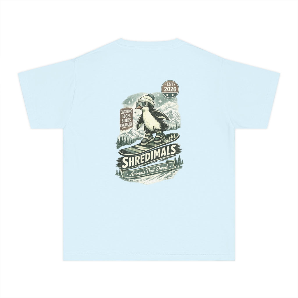 Youth Unisex Graphic Tee - Snowboarding Penguin