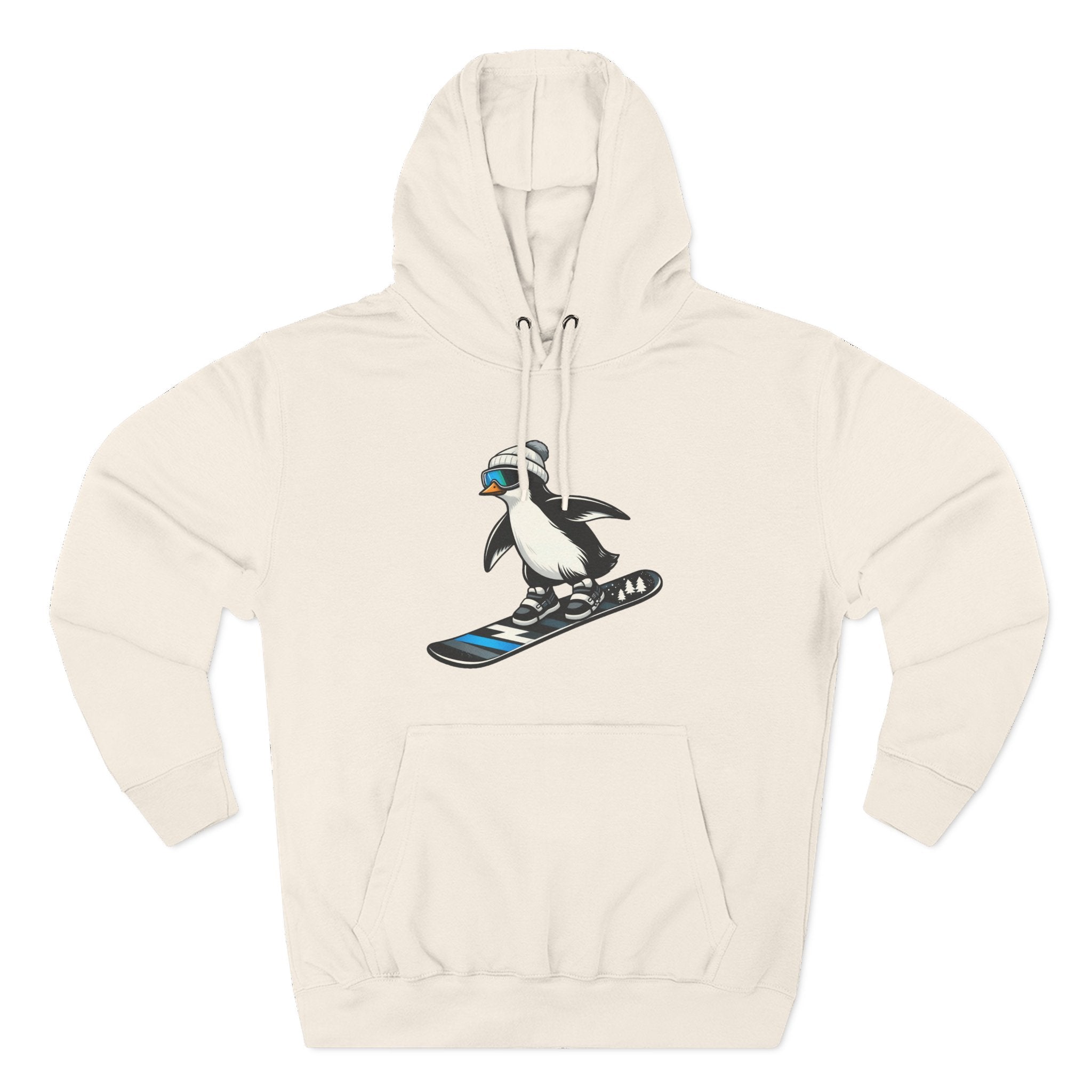 Unisex Fleece Hoodie - Snowboarding Penguin