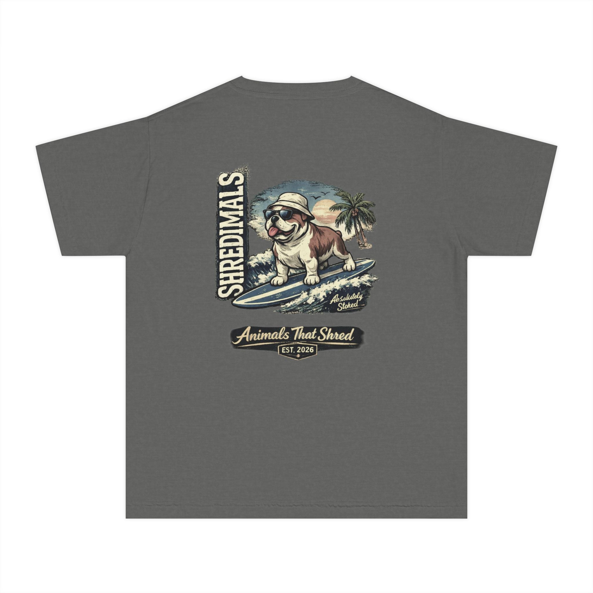 Youth Unisex Graphic Tee - Surfing Bulldog
