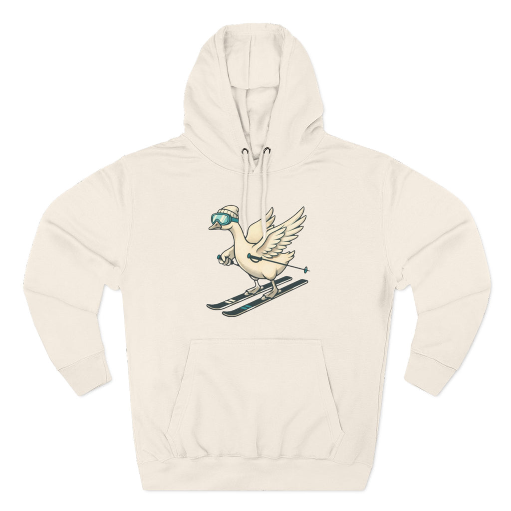 Unisex Fleece Hoodie - Skiing Goose