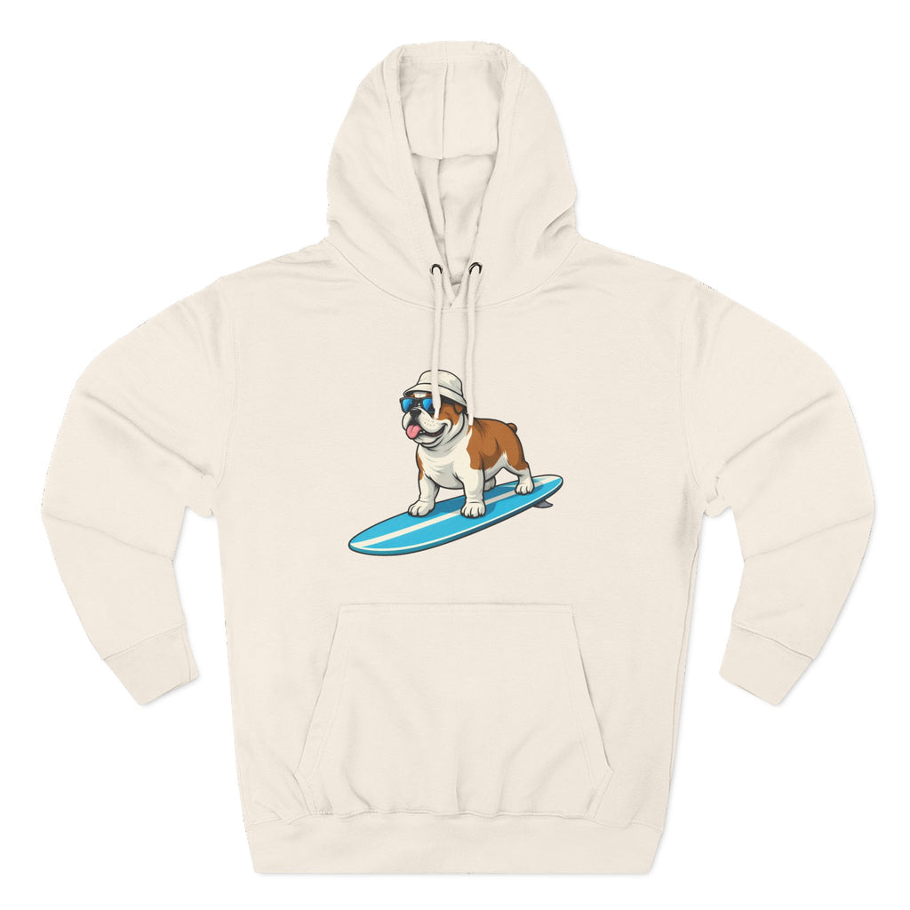 Unisex Fleece Hoodie - Surfing Bulldog