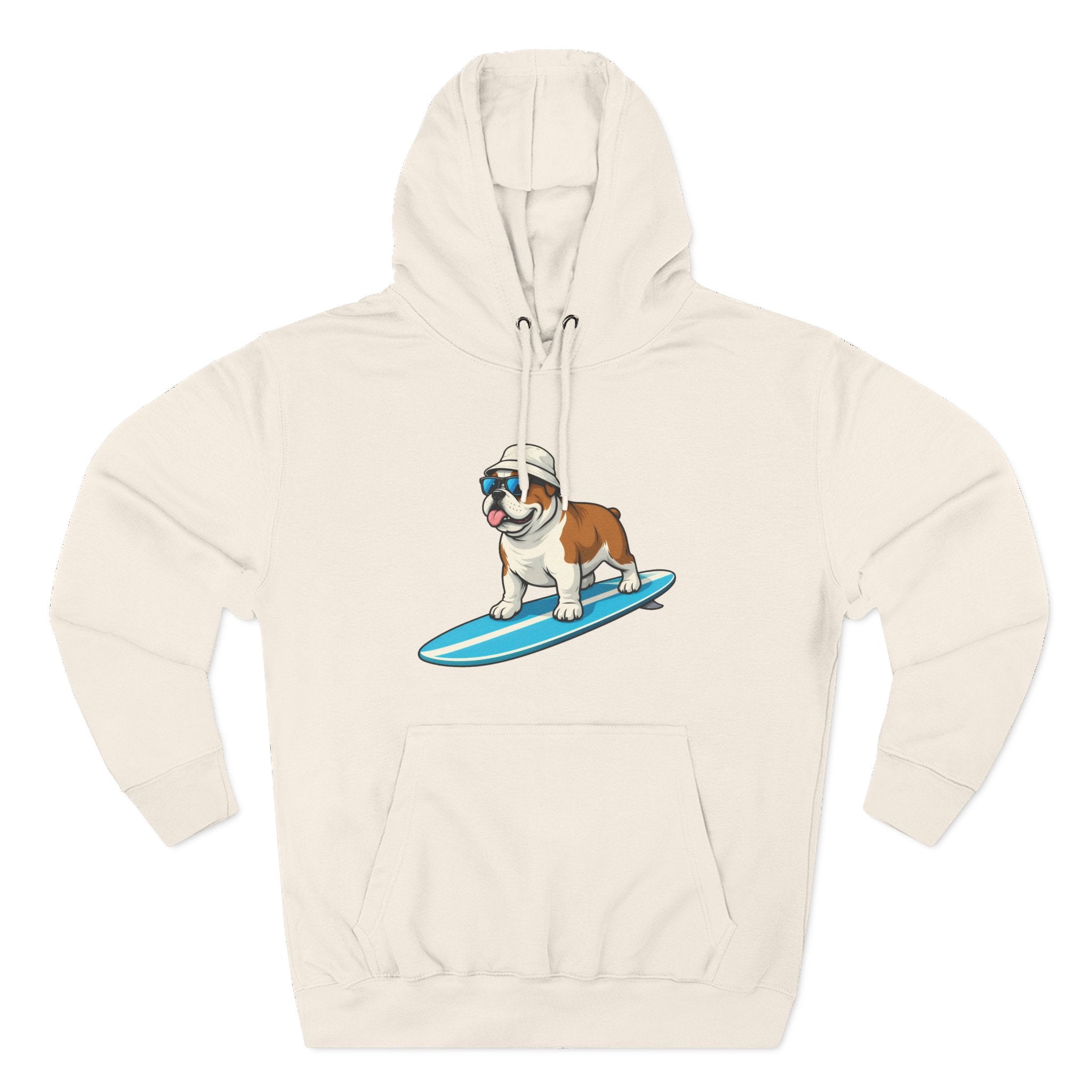 Unisex Fleece Hoodie - Surfing Bulldog
